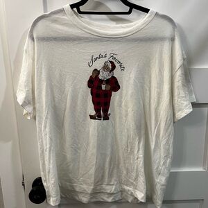 Old Navy White Santa's Favorite T-Shirt Christmas Jammie’s